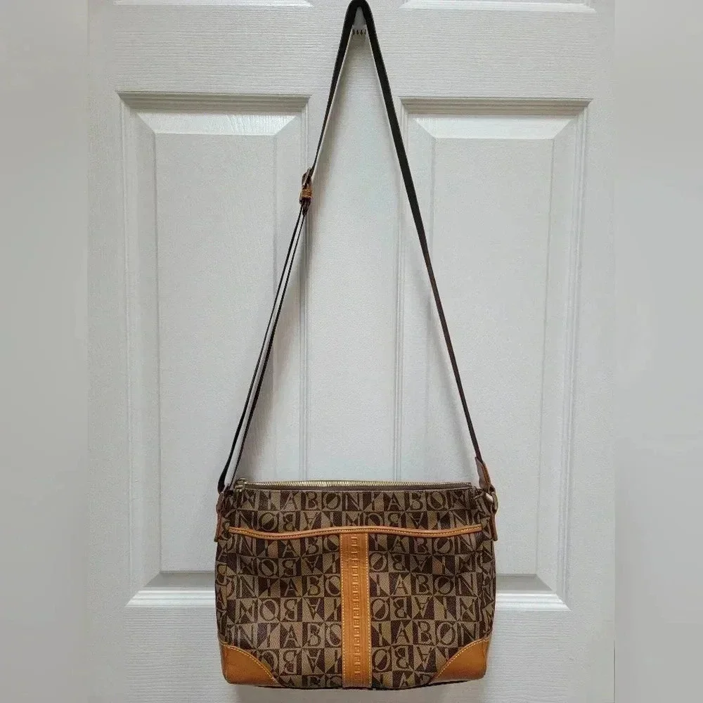 BONA Monogram Crossbody Bag 4 Zip Compartments and 4 smaller Pouches